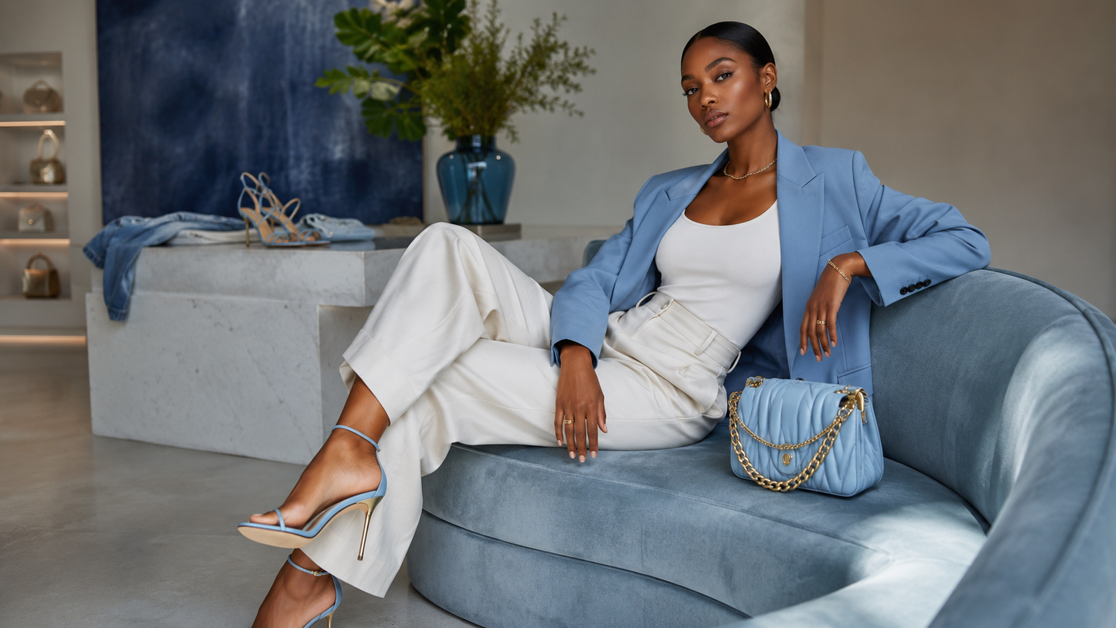 Innerjoy women's fashion edit in blue and white